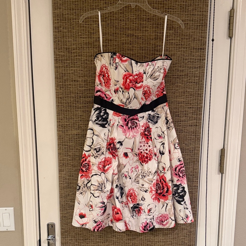 White House Black Market Strapless Floral Dress